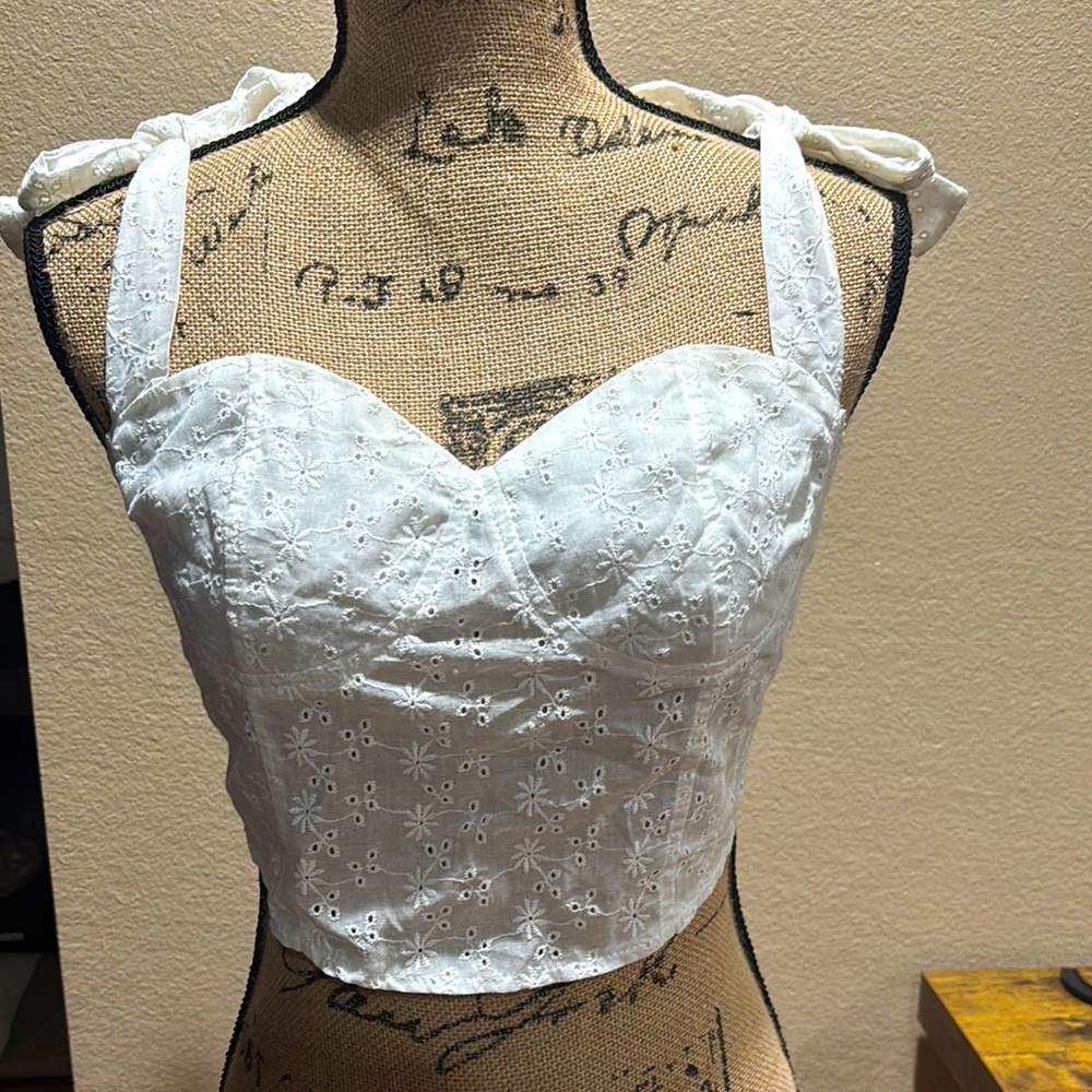 White Eyelet Crop Top